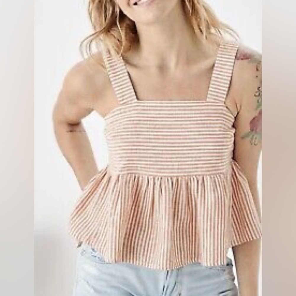 American Eagle Outfitters Striped Tan Tank Top